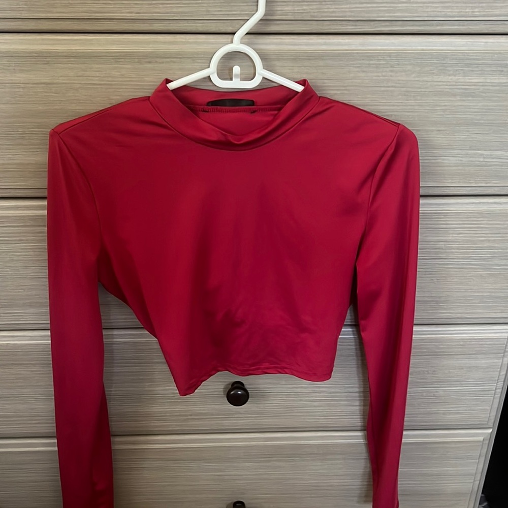 Shein Maroon Cropped Long Sleeve